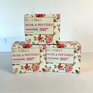 Ellen Tracy Day Cream Rose & Peptides Sooth Moisturize Lot 3 Sealed 1.57 oz Jars